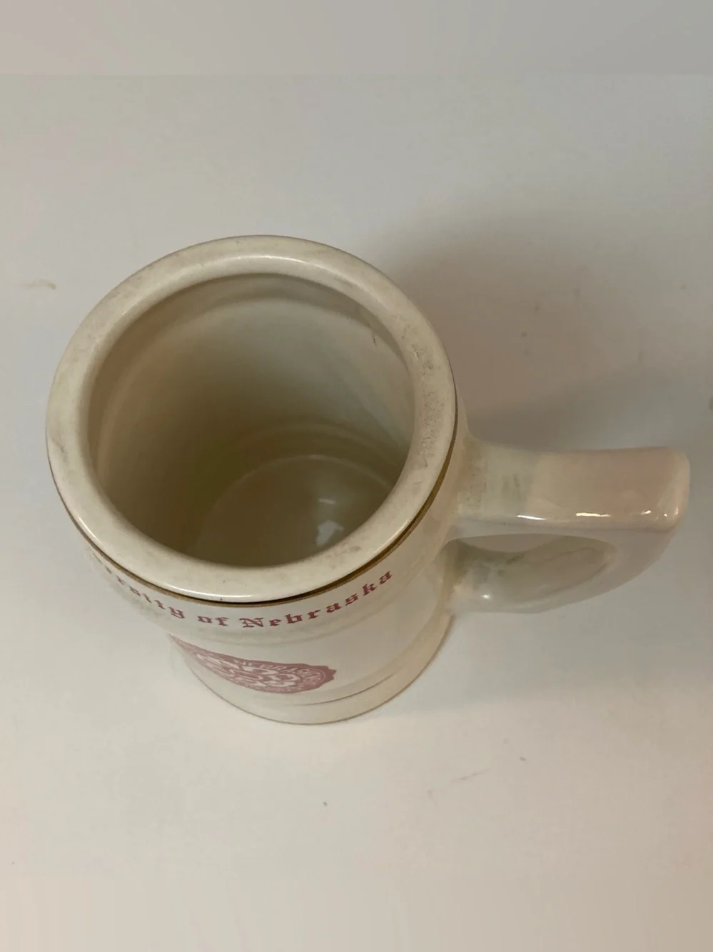 Vtg University of Nebraska Ceramic Stein Mug 6” Tall Cornhuskers